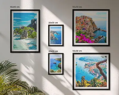 Conjunto de cuadros decorativos con vistas de paisajes costeros