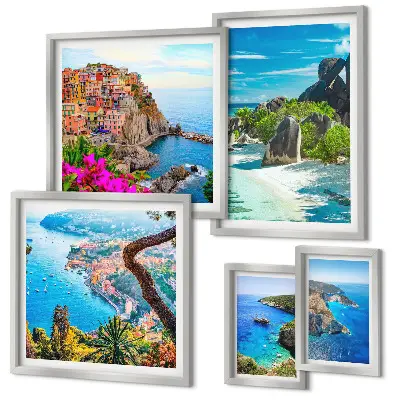 Conjunto de cuadros decorativos con vistas de paisajes costeros