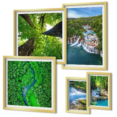 Cuadro para pared de galería de arte paisajes de cascadas verdes
