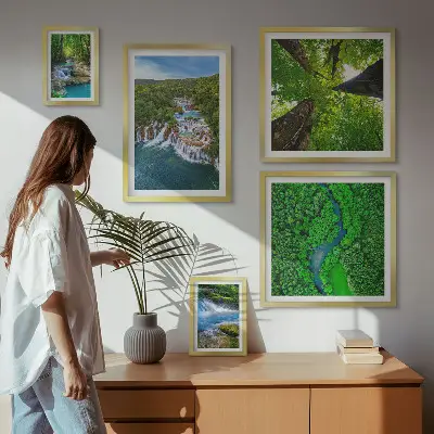 Cuadro para pared de galería de arte paisajes de cascadas verdes