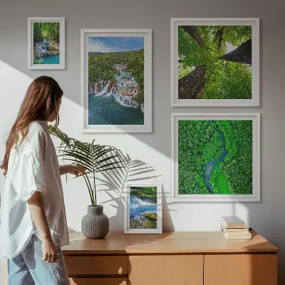 Cuadro para pared de galería de arte paisajes de cascadas verdes