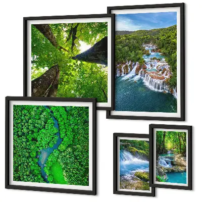 Cuadro para pared de galería de arte paisajes de cascadas verdes