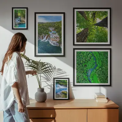 Cuadro para pared de galería de arte paisajes de cascadas verdes