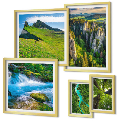 Conjunto de cuadros decorativos Paisajes montañas ríos bosques