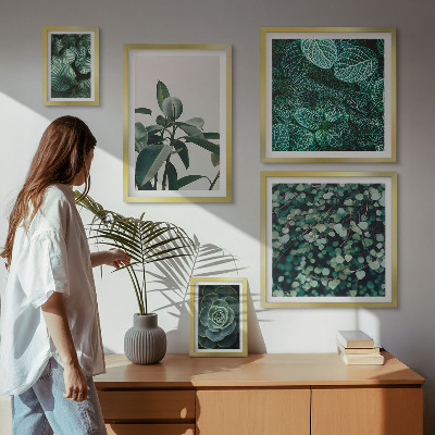 Pared galería de arte Motivos vegetales de hojas verdes