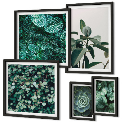Pared galería de arte Motivos vegetales de hojas verdes