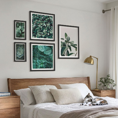 Pared galería de arte Motivos vegetales de hojas verdes