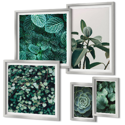 Pared galería de arte Motivos vegetales de hojas verdes