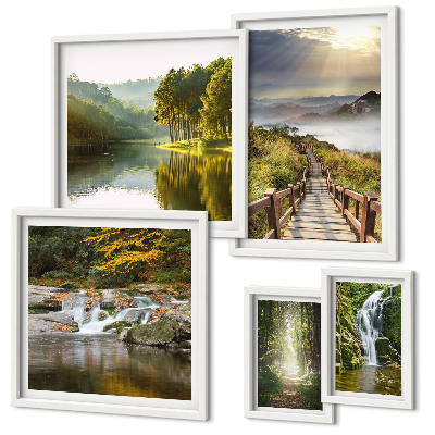 Conjunto de cuadros decorativos Paisajes naturales, cascadas, senderos forestales