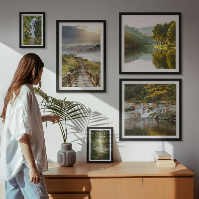 Conjunto de cuadros decorativos Paisajes naturales, cascadas, senderos forestales