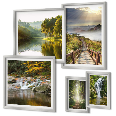 Conjunto de cuadros decorativos Paisajes naturales, cascadas, senderos forestales