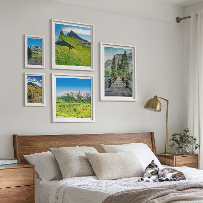 Set de 5 cuadros para salón paisajes de montaña cascadas