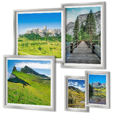Set de 5 cuadros para salón paisajes de montaña cascadas