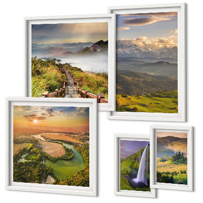 Pared galería de arte paisajes de montaña cascadas