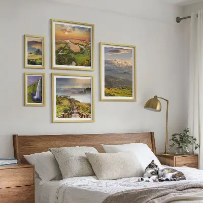 Cuadro para pared de galería de arte con paisajes de montaña y cascadas