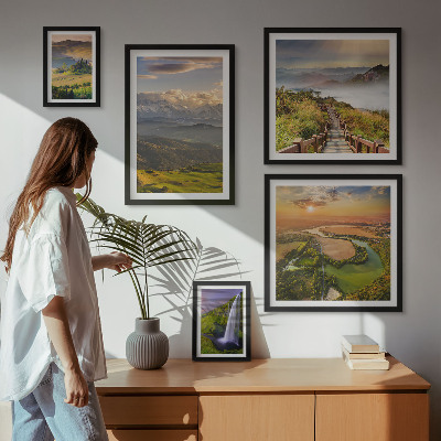 Pared galería de arte paisajes de montaña cascadas
