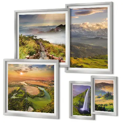 Cuadro para pared de galería de arte con paisajes de montaña y cascadas