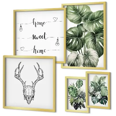 Conjunto de cuadros decorativos con motivos vegetales de naturaleza para el hogar