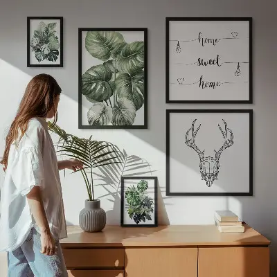 Conjunto de cuadros decorativos con motivos vegetales de naturaleza para el hogar