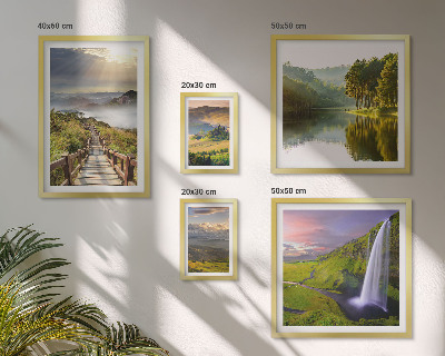 Set de 5 cuadros para salón Paisajes, cascadas, montañas