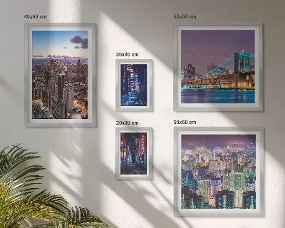 Conjunto de cuadros decorativos paisajes nocturnos de la ciudad con iluminación de luces de neón
