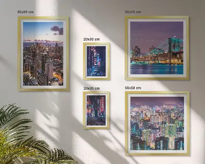 Conjunto de cuadros decorativos paisajes nocturnos de la ciudad con iluminación de luces de neón