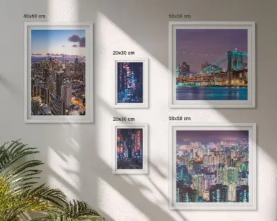 Conjunto de cuadros decorativos paisajes nocturnos de la ciudad con iluminación de luces de neón