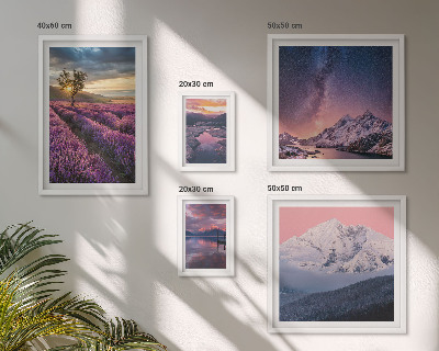 Set de 5 cuadros para salón Paisajes naturales de montañas de lavanda
