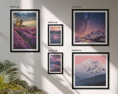 Set de 5 cuadros para salón Paisajes naturales de montañas de lavanda