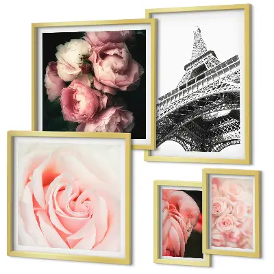 Cuadro de pared galería de arte rosas en la torre eiffel estilo romanticismo