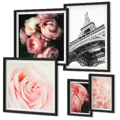 Cuadro de pared galería de arte rosas en la torre eiffel estilo romanticismo