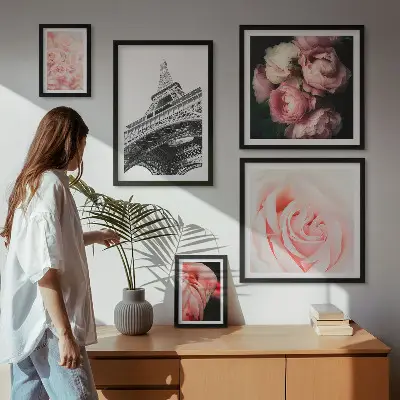Cuadro de pared galería de arte rosas en la torre eiffel estilo romanticismo