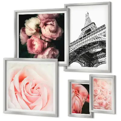 Cuadro de pared galería de arte rosas en la torre eiffel estilo romanticismo