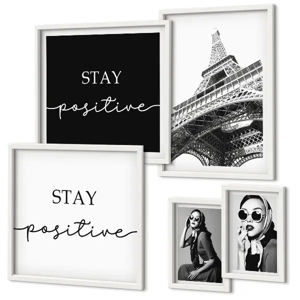 Conjunto de cuadros decorativos diseño con temática de moda parisina y gráficos elegantes