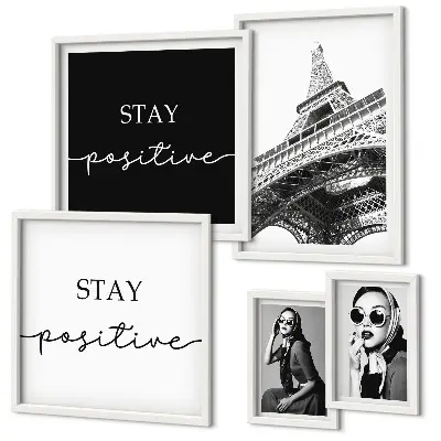 Conjunto de cuadros decorativos diseño con temática de moda parisina y gráficos elegantes