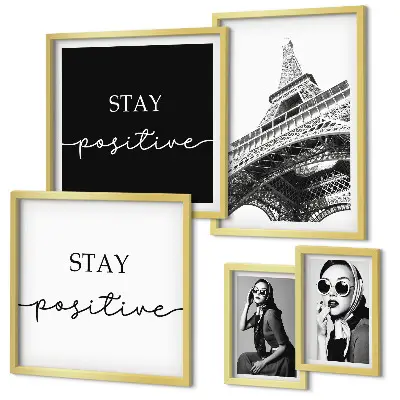 Conjunto de cuadros decorativos diseño con temática de moda parisina y gráficos elegantes