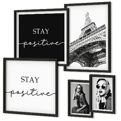Conjunto de cuadros decorativos diseño con temática de moda parisina y gráficos elegantes