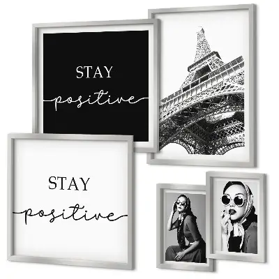 Conjunto de cuadros decorativos diseño con temática de moda parisina y gráficos elegantes