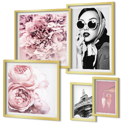 Set de 5 cuadros para salón Elegantes retratos de rosas