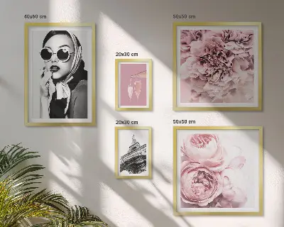 Set de 5 cuadros para salón con elegantes retratos de rosas