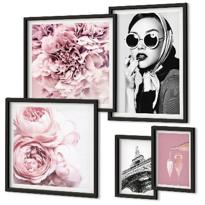 Set de 5 cuadros para salón Elegantes retratos de rosas