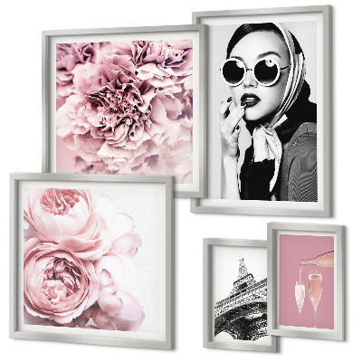 Set de 5 cuadros para salón Elegantes retratos de rosas