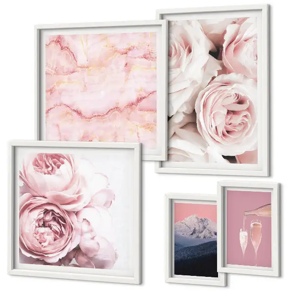 Conjunto de cuadros decorativos con diseño de flores rosas para un toque elegante