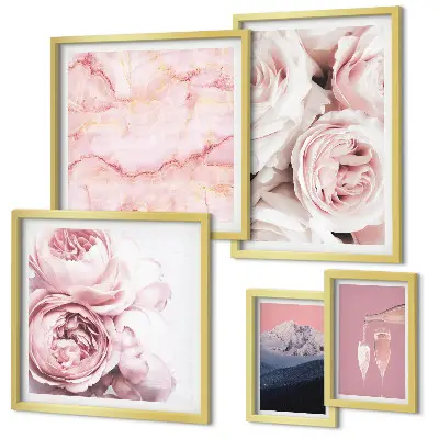 Conjunto de cuadros decorativos con diseño de flores rosas para un toque elegante