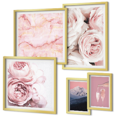 Conjunto de cuadros decorativos Flores rosas que aportan un toque elegante