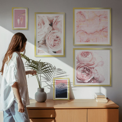 Conjunto de cuadros decorativos Flores rosas que aportan un toque elegante