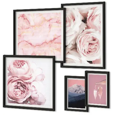 Conjunto de cuadros decorativos con diseño de flores rosas para un toque elegante