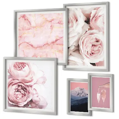 Conjunto de cuadros decorativos con diseño de flores rosas para un toque elegante