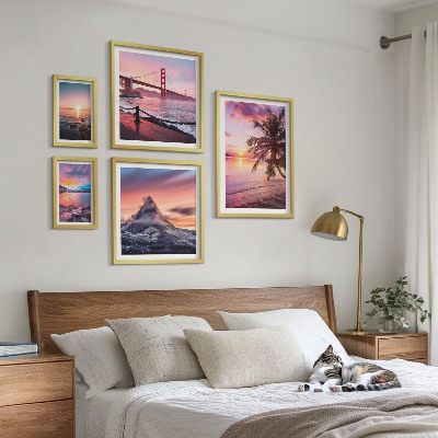 Set de 5 cuadros para salón Paisajes marinos con palmeras