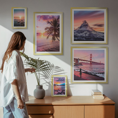 Set de 5 cuadros para salón Paisajes marinos con palmeras